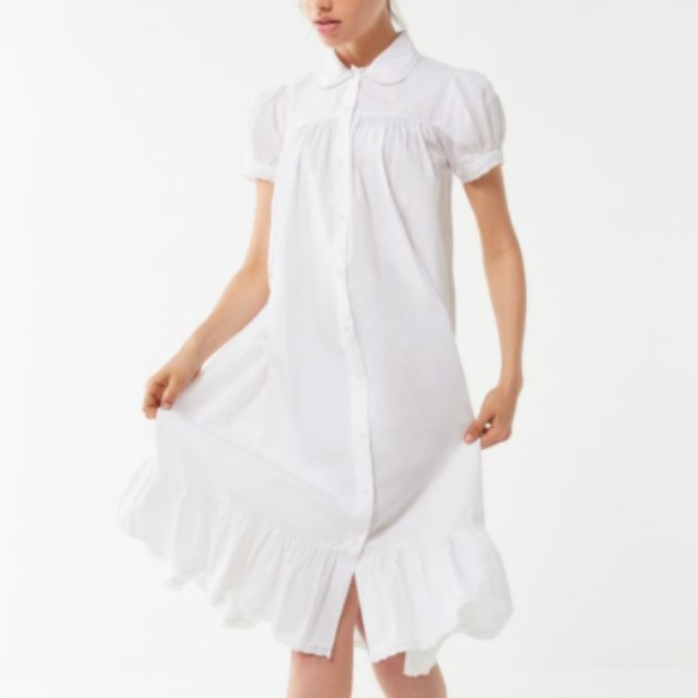 UO Nellie Collared Button-Front Midi Dress